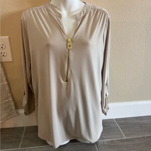 Michael Kors Beige Zipper Blouse